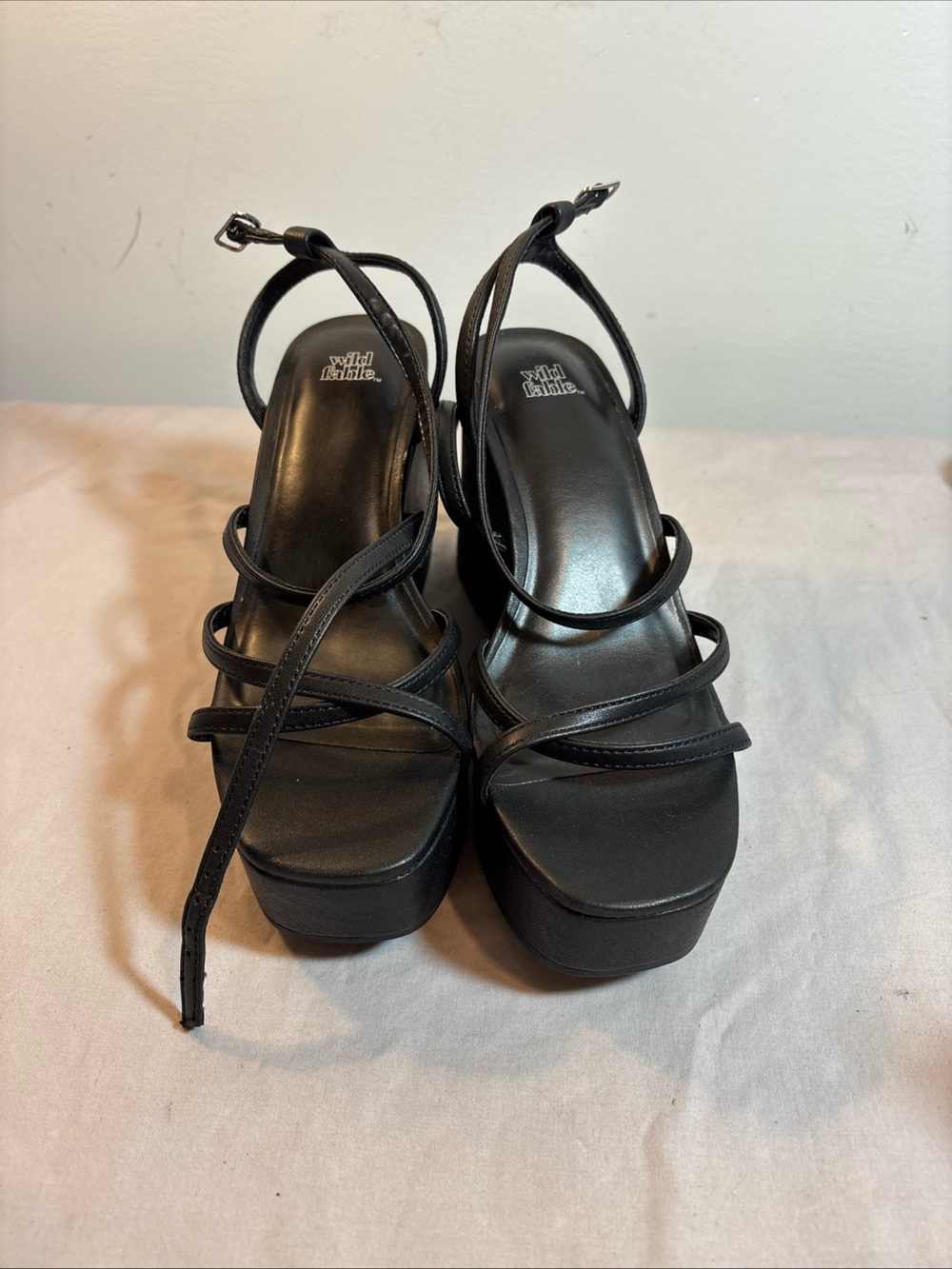 wild fable Black Strappy Platform Heeled Sandals